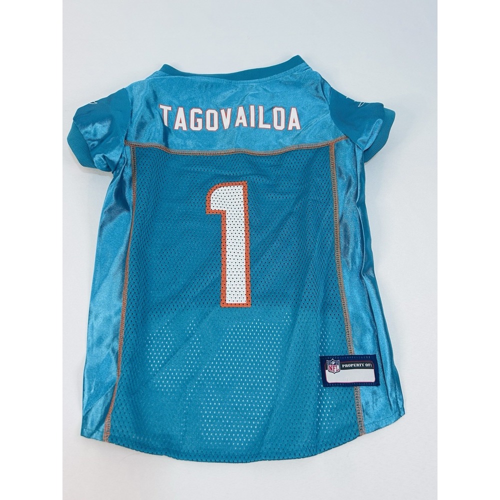 Miami Dolphins Dog Jersey Tua Tagovailoa NFL Mesh Pet Shirt Size L Aqua
